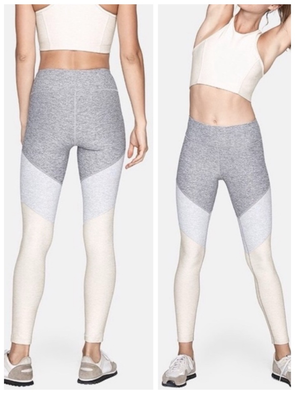 Outdoor Voices x Allbirds Tri-Color Gray Whiteout 7/8 Springs Leggings, sz. XS